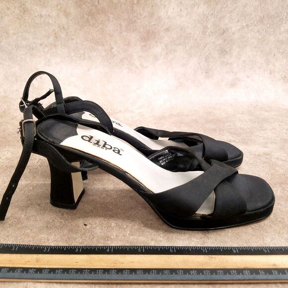 Diba East Womens Size 7.5 Black Fabric Ankle Strap Open Toe 3" Heels Sandals - Picture 7 of 11